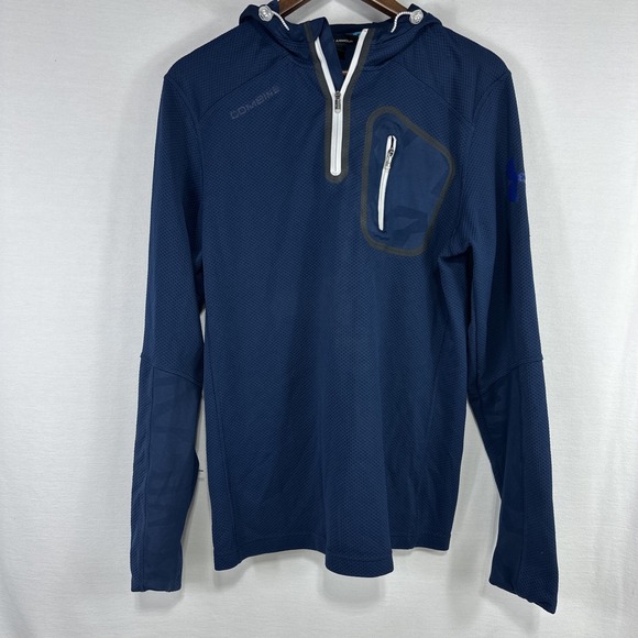 Under Armour 1/4 Zip Pullover Men's Medium Navy Hooded Combine Long Sleeve Run - Picture 5 of 8